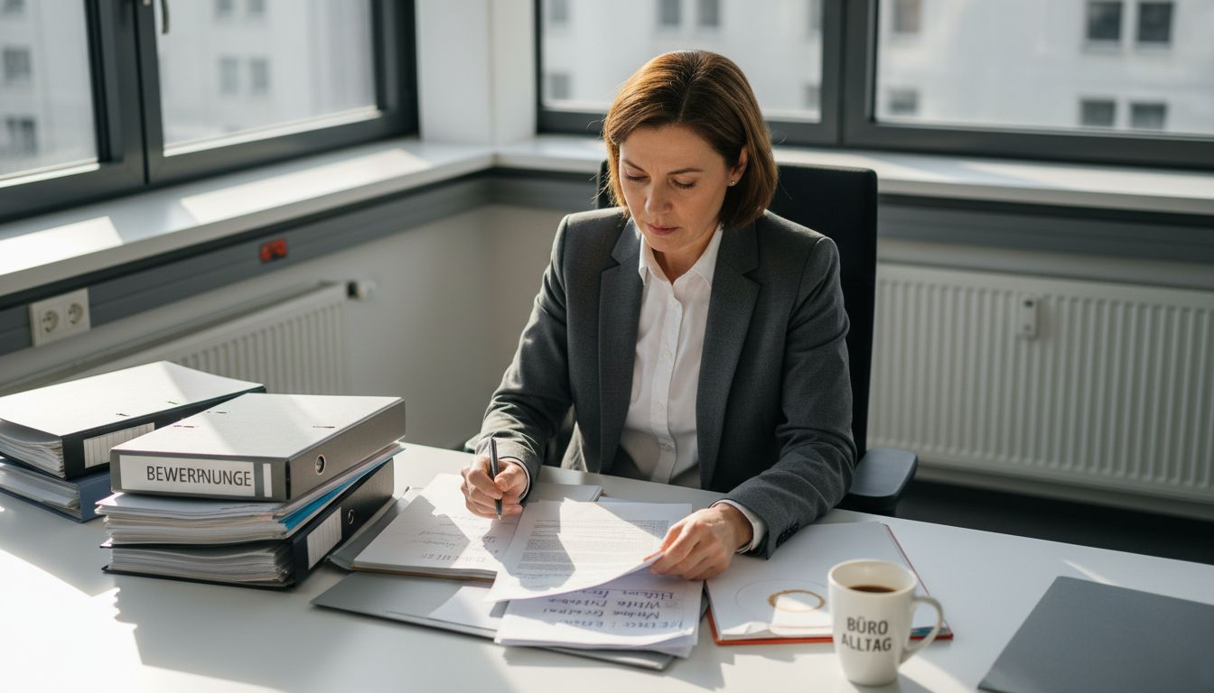 Personalverantwortliche prüft arbeitsrechtliche Unterlagen