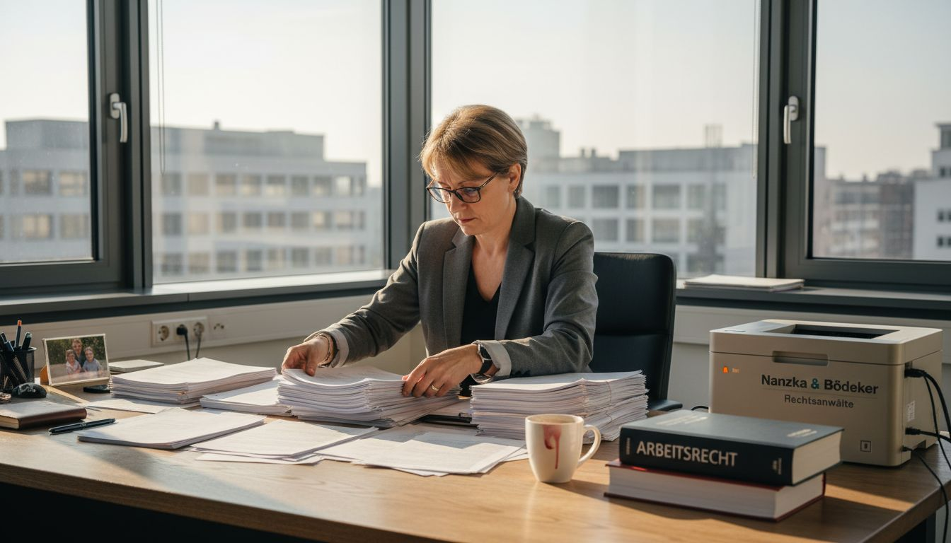 Eine Personalmanagerin prüft und sortiert Verträge für Zeitarbeitskräfte.