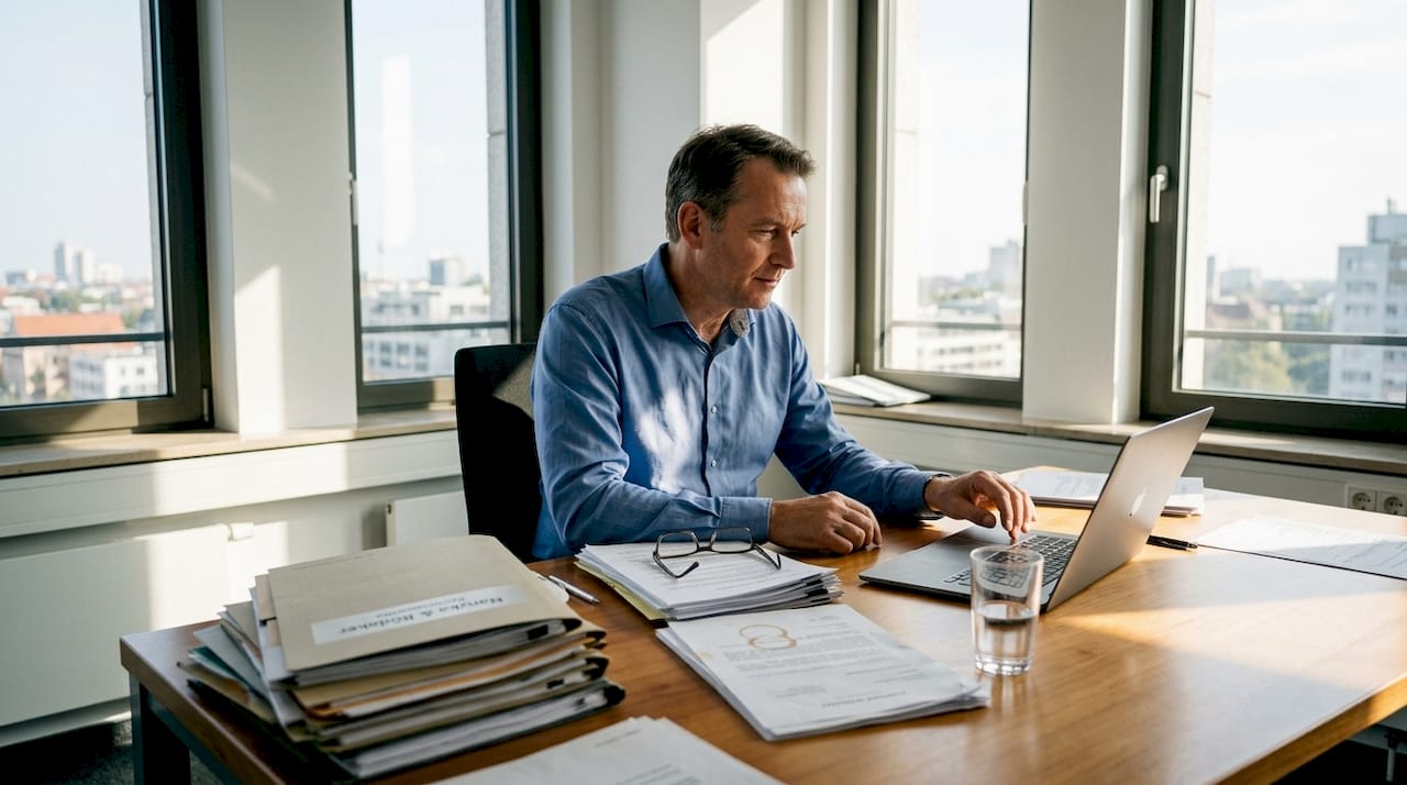 Personalmanager prüft Arbeitsverträge