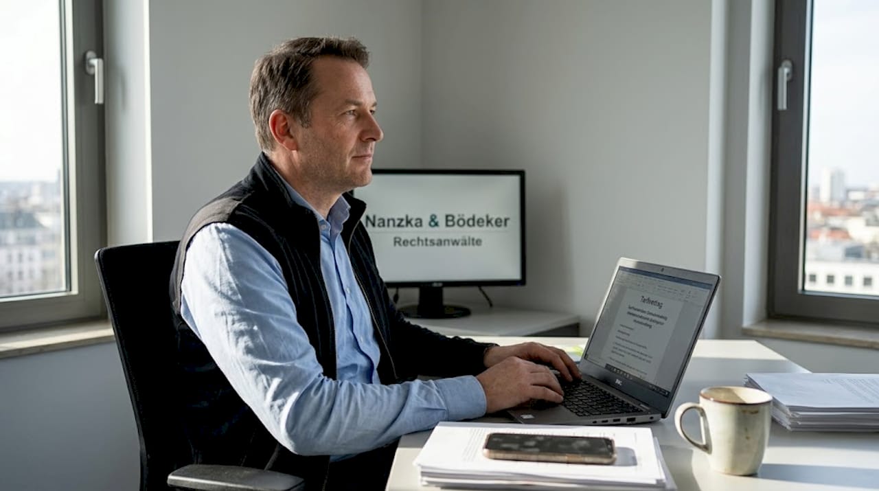 Der Personalchef nimmt den aktuellen Tarifvertrag für das Büro genau unter die Lupe.