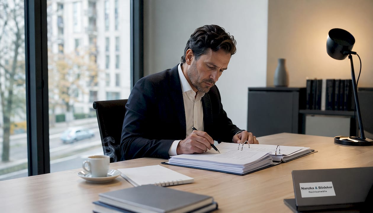 Eine Unternehmensjuristin prüft die Abrechnungen der Rechtskosten.