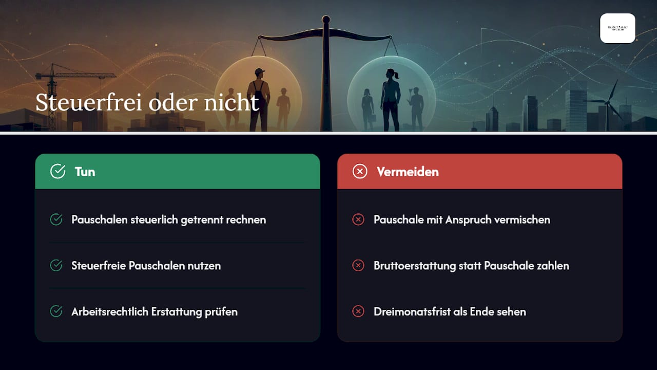 Steuerfrei oder nicht: Verpflegung, Kilometer und Übernachtung — overview diagram