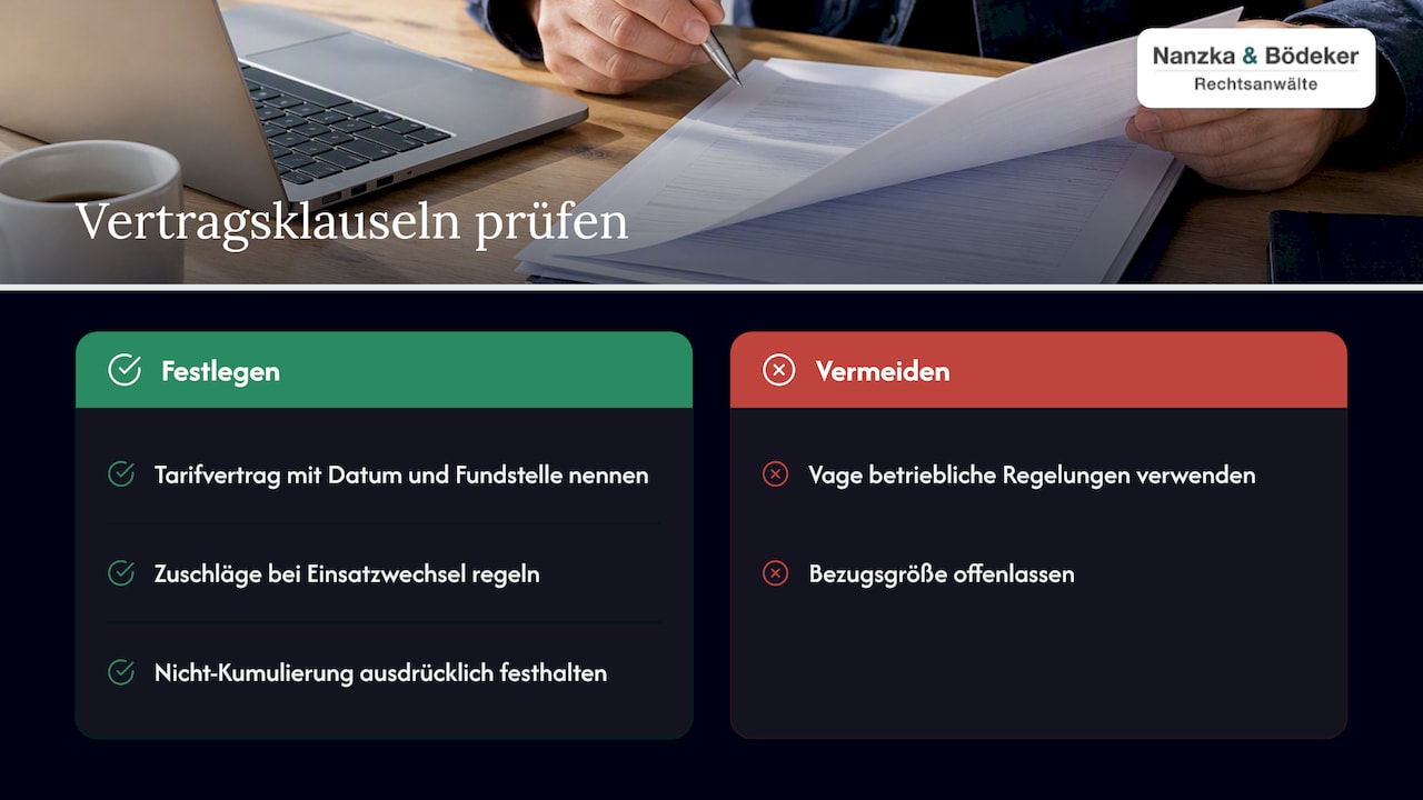 Vertragsgestaltung: Klauseln zur Schichtzulage in Überlassungs- und Arbeitsverträgen — overview diagram